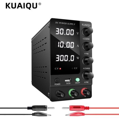 NEW KUAIQU USB Adjustable DC Source Power 30V 10A Lab Power Supply Unit Voltage Regulator Stabilizer Switching Power Supply 60V