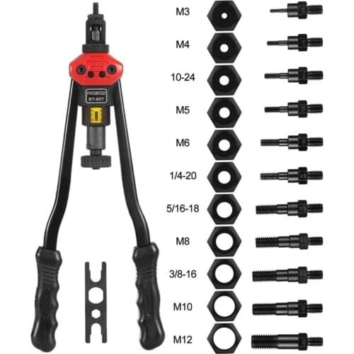 BT-607Car Repair Hand Threaded Rivet Nuts Guns Riveter Riveting Tool Insert Manual Mandrel Pneumatic Tool Rivet Nut Tool