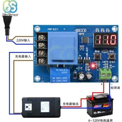 XH-M602 Digital Control Battery Lithium Battery Charging Control Module Protection Board Battery Charge Control Switch AC 220V