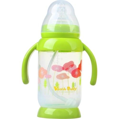 Children cartoon handle shatter-proof heat-resistant pp glass 150ml Anti-slip learn drinking glass baby bottle on sale KD1091