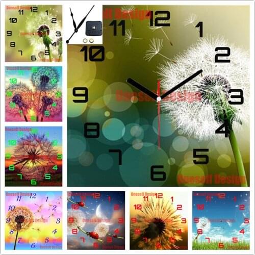 Diy diamond painting cross stitch with clock Dandelion diamond embroidery full set Dandelion rhinestone pictures diamond mosaic