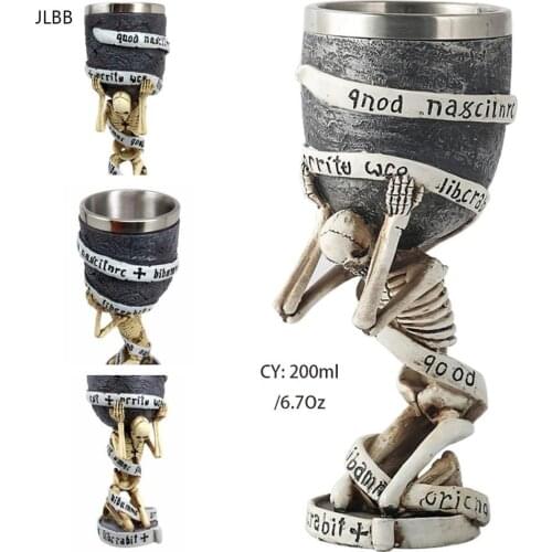 Horrible Resin Stainless Steel Skull Goblet Retro Claw Wine Glass Gothic Cocktail Glasses Wolf Whiskey Cup Party Bar Drinkware