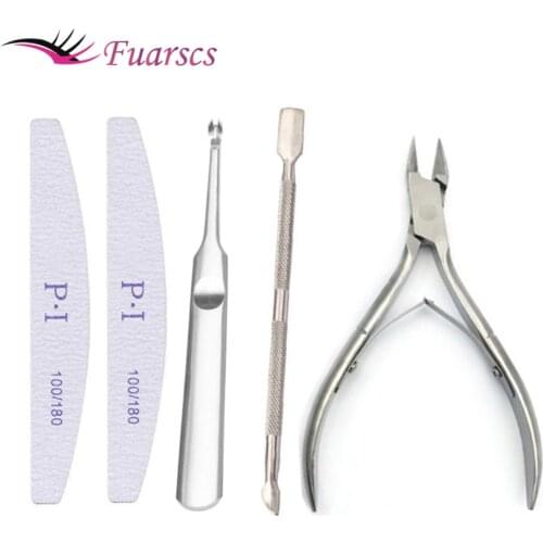 Nail Art Exfoliating Tools Cuticle Remover For nail File Cuticle Nipper Tool Spoon Pusher Cutter Trimmer Scissors Manicure Tool