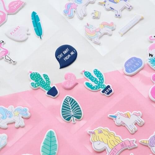 Cactus Leaves Flamingo Unicorn 3D Decorative Stationery Stickers Scrapbooking DIY Diary Album Stick Lable