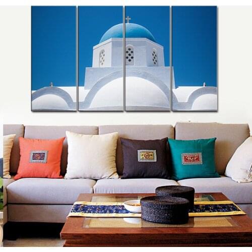 Canvas Painting Print Classical Greek Blue Architecture Landscape Picture Poster Modular High Quality Home Decor Wall Art Gift