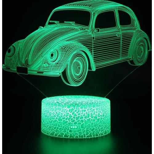 Colorful Car 3d Led Night Light for Kids Bedroom Decoration Usb Touch Sensor Hologram Bedside Table Lamp for Children Xmas Gift