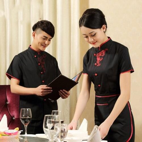 Hotel Waiters Summer Short Sleeve 3 Color Kitchen Uniform Work Clothes Waiter Uniform Cook Coat uniformes restaurantes