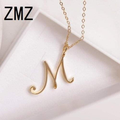 ZMZ 30pcs/lot 2019 Europe/US fashion English letter pendant lovely letter M text necklace gift for mom/girlfriend party jewelry