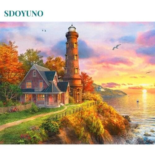SDOYUNO 60x75cm Paint By Numbers Kits Landscape Painting By Numbers On Canvas Scenery Frameless Handpaint DIY Home Number