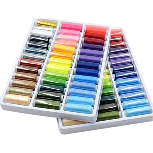 39Pcs Yarn Sewing Thread Mixed Colors Polyester Roll Machine Hand Embroidery 200 Yard Each Spool For Home Sewing Kit