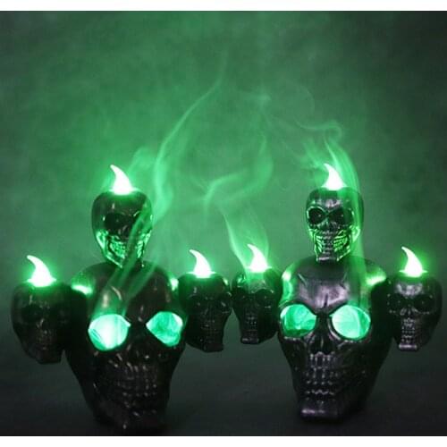 New Halloween Smoke Light Horror Skull Head Light Pumpkin Light LED Electronic Candle Light Haunted House Decoration Props