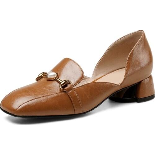 New Fashion Women Shoes Beautiful Metal Chain Decoration Square Toe 3cm Heel Shoes Women For Summer Autumn 2021