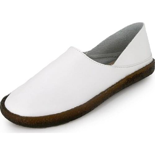 Peas Shoes Korean Flat Leather Shoes 2019 Summer Womens One Foot Lazy Tendon Soft Bottom Grandma Shoes Women