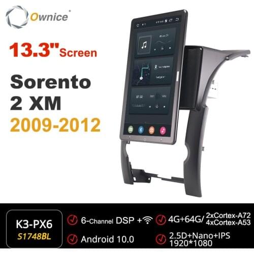 Ownice Tesla Style PX6 Android Car DVD Player 13.3" Auto Rotatable Navigation GPS Stereo Radio For Kia Sorento 2 XM 2009 - 2012