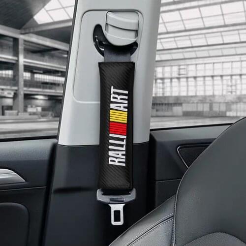 2pcs Ralli art Logo Car Seat Belt Cover Shoulder Protect Cushion Universal For Mitsubishis ASX Outlander L200 EVO Lancer 10 3