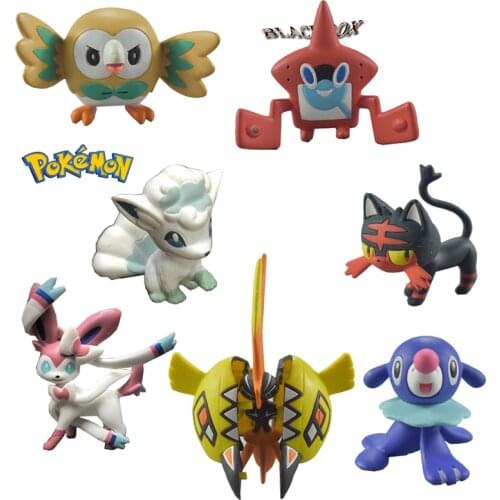 Pokemon Anime Action Sylveon Tapu Koko Vulpix Rowlet Litten Rotom Pikachu Toy Figures Collection Toys Birthday Christmas Present