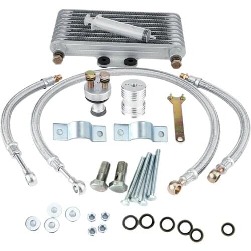 Motorcycle Engine Oil Cooler Cooling Radiator Kit 125Ml Aluminum Silver for Honda CB CG Engine