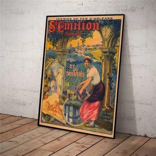 St Emilion Poster French Wine Region Travel Print Vintage Wall Art Canvas Paintings Picture for Living Room Bedroom Home Decor