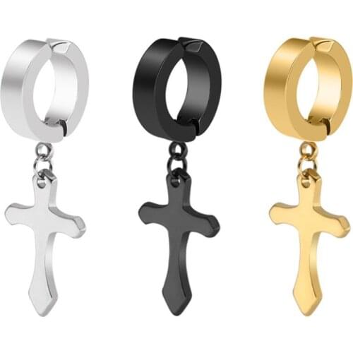 316L Stainless Steel Ear Cuff Clip Earrings No Piercing Cross Earings Men Women Cuff Jewelry