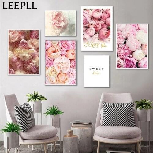 Nordic Decor Elegant Peony Flower Phrase Scandinavian Canvas Painting Posters and Prints Wall Art for Living Room Home Decor
