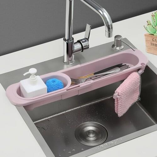 Faucet Holder Soap Sponge Drain Rack Storage Basket Telescopic Sink Shelf Adjustable Bathroom Holder Sink Kitchen Accessories