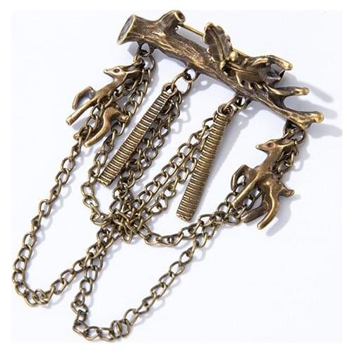 Style Tassel Pendant Brooch For Men Women Vintage Baroque Brooches Decoration Chest Chain Brooch Pin Trendy Accessorie
