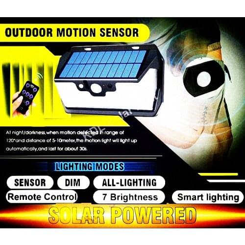 55 LED 900lm Solar Light remote control radar smart 3 side lighting Newest Led Li cam street wall lamp yard camp g