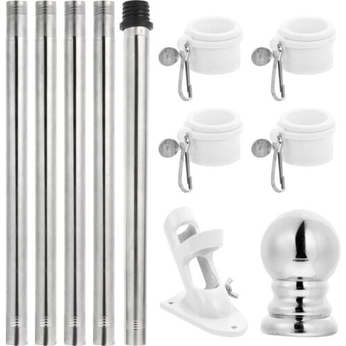 6pcs 1.8m Telescopic Flag Pole Flagpole Guide Banner Flag Pole Set Stainless Steel Flagpole With Bracket And Buckles