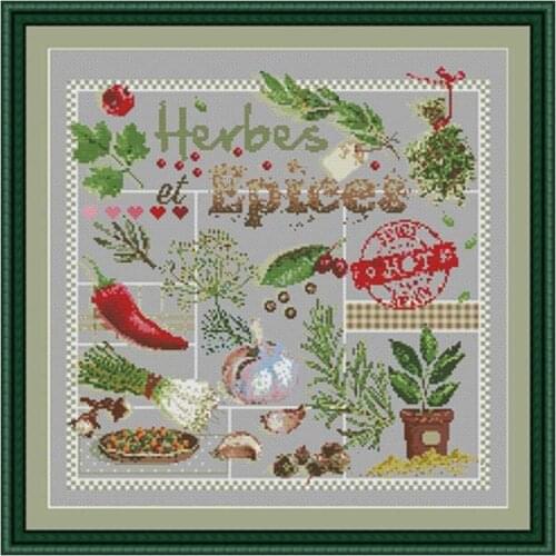 Herbs and spices patterns Counted Cross Stitch 11CT 14CT 18CT DIY wholesale Chinese Cross Stitch Kit Embroidery Needlework Sets
