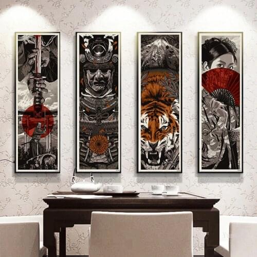 Japanese Samurai Vintage Poster and Prints Canvas Art Painting Wall Pictures for Modern Living Room Bedroom Farmhouse Decoration