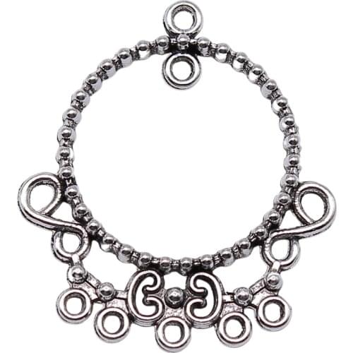 WYSIWYG 4pcs 37x32mm Round Porous Earring Connector Jewelry Making Round Earring Connectors Charm Earrings Connector