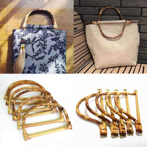 1PC D Shape Hanger Type Wood Bamboo Handle for Handmade Handbag DIY Tote Bag Purse Frame Making Bag Hanger Bag Parts Accessories