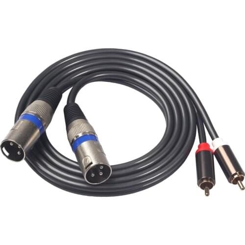 2 RCA Male to 2 XLR Male 3 Pin Cable Plug Dual RCA Audio Cable to Dual XLR
