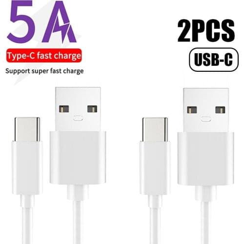 2pcs Type-C USB Data Charging Cable For Huawei Honor 8 9 10 Samsung s8 s9 s10 Note20 Ultra Android Phone Charger Cable 1m Wire