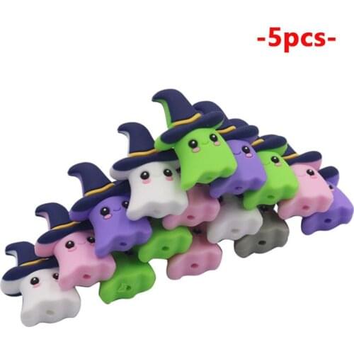 5Pcs Elf Silicone Beads Baby Teething Molar Cartoon Beads BPA Free Diy Chain Teether Toys Halloween Gift