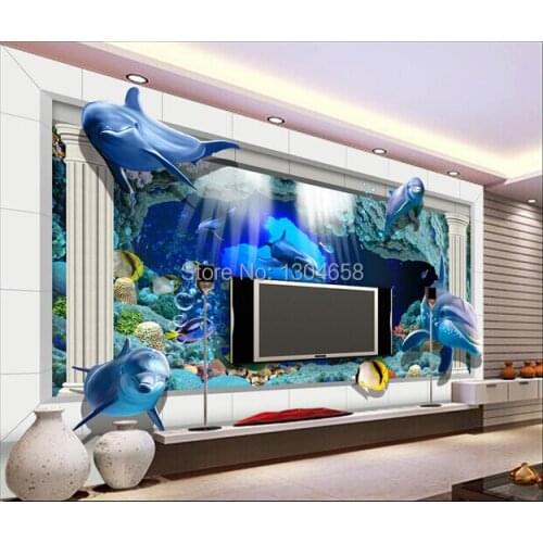 Free shipping custom -dimensional underwater world 3d Roman palaces TV backdrop wallpaper mural