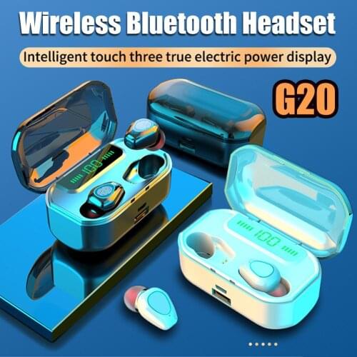 G20 TWS Wireless Bluetooth V5.0 Headset Touch Button Mini Intelligent Noise Reduction Headphone For Bluetooth-enabled Devices