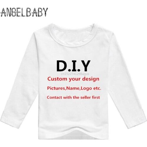 Kids Customized Print Long Sleeve Boys T Shirt Baby Custom Own Design Birthday T-shirt DIY Girls Clothes,Contact with Seller