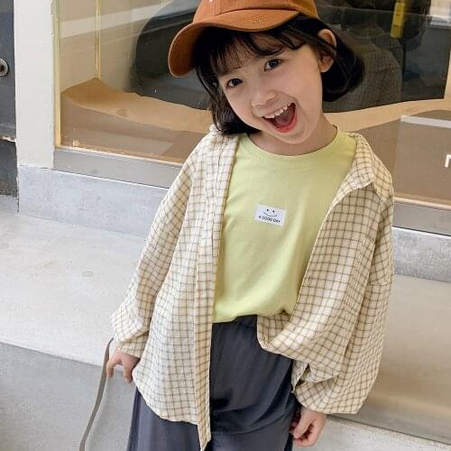 Childrens Sun Protection Shirt 2021 Summer New Kids Casual Cotton Thin Shirts for Girls Boys Baby Plaid Long Sleeve Blouse New