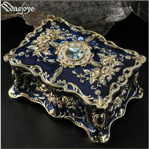 European flower carved two layer metal jewelry box jewelry organizer gift cardboard boxes for makeup metal storage box Z046
