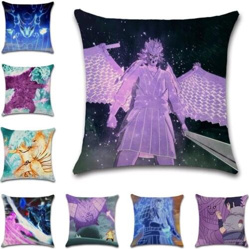 Cartoon Ninja Print Linen Beige Cushion Cover Pillow Case Decoration for Home Living Room Sofa Chair Friend Gift