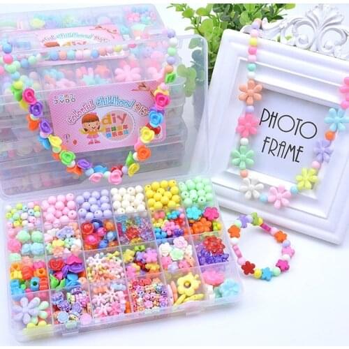 New DIY Handmade Beaded Toy with Accessory Set Kids Creative 24 Grid Girl Jewelry Making Toys Children Educational Toy Gift