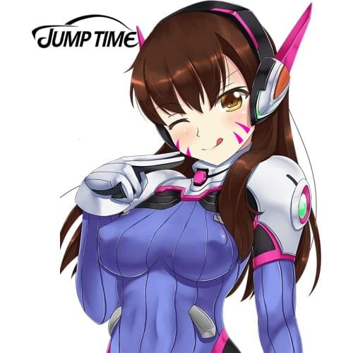 JumpTime 13cm x 9.63cm For Overwatch Cute Girl D.Va (Hana Song) Car Stickers Sexy Beauty Vinyl Warrior Decal Racing Waterproof