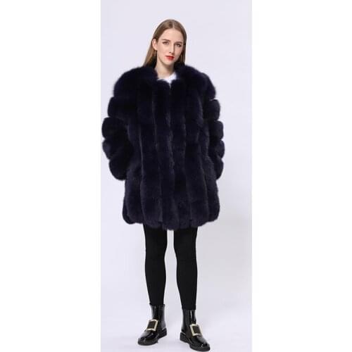 Custom Luxury Fur Overcoat Simple Long Women Winter Real Fox Fur Coat MJF-FC-28