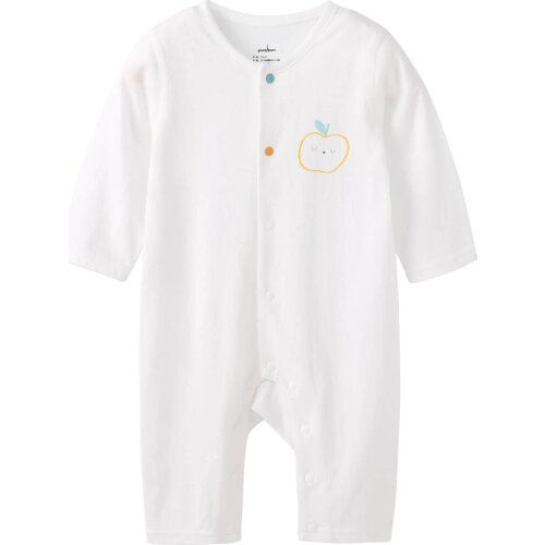 Pureborn Newborn Baby Jumpsuit Cartoon Bear Long Sleeve Organic Cotton Breathable Comfortable Summer Clothes
