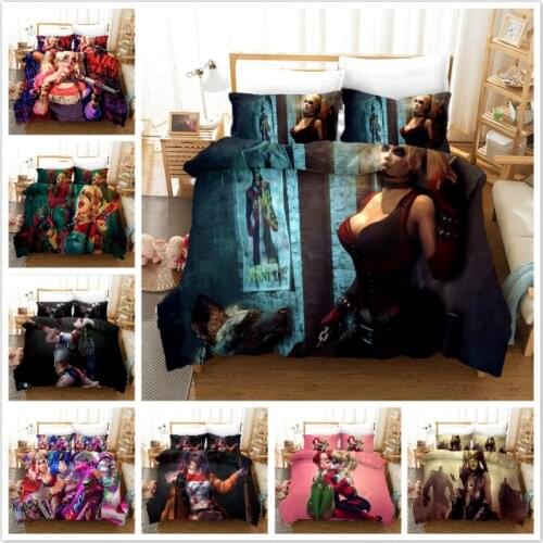 Duvet Cover 3D Sexy clown suicide team baseball bat horror goddess Bedding Sets King Queen full Twin Size 2/3pcs PillowCase