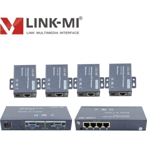LINK-MI 104T 4 Port VGA transmitter Extender over Single Cat5 Cable Up to 100m/200m/300m 1920X1080 with local VGA Loopout