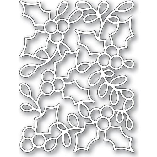 Holly Background Metal Cutting Dies New Diy Emboss Stencil Scrapbooking Dies For Card Making 2021
