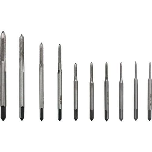 J2FA 10pcs Mini Screw Thread Metric Plugs Taps Set Point Straight Flute M1 M1.2 M1.4 M1.6 M1.7 M1.8 M2 M2.5 M3 M3.5