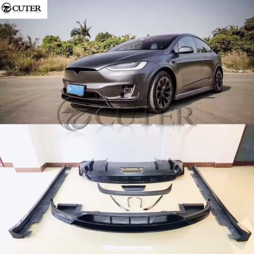 Model X Carbon Fiber Front bumper lip rear bumper diffuser side skirts rear spoiler For Tesla MODEL X Revozport style